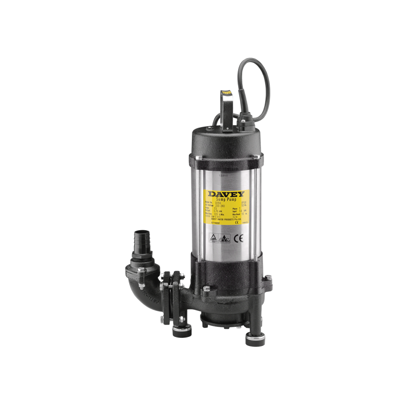 Davey D150G SUMP PUMP Grinder 1.5kW 240V 50Hz 1ph with seal sensor fitted