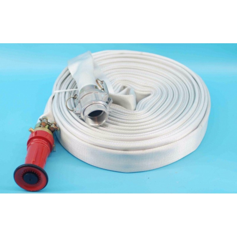 Marro Fire Fighting Hose - 30m 1.5" Lay Flat Canvas Camlock Adjustable Nozzle